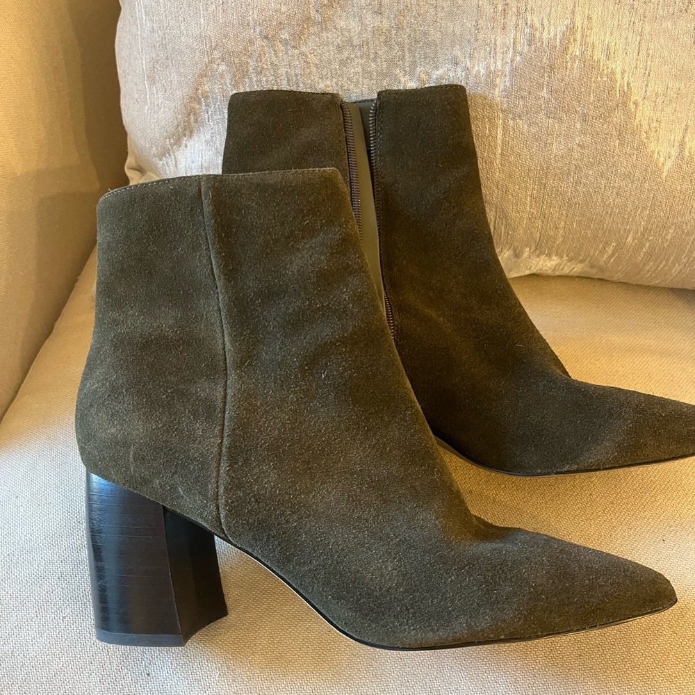 Marc Fisher pointed toe olive bootie